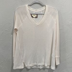 Maeve Anthropologie Waffle Knit V-Neck Shirt Size Medium